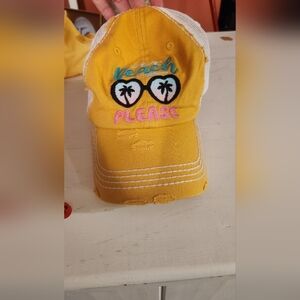 Beach PLEASE Adjustable Distressed Women's Trucker Hat